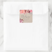 素朴な牡丹はモノグラム結婚を歓迎する スクエアシール (バッグ)