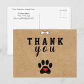 素朴な犬の足跡オーダーメイド感謝カード ポストカード (正面/裏面)