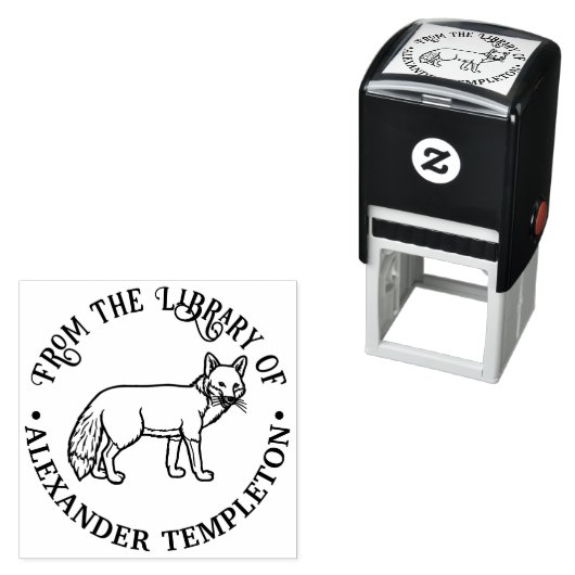 素朴な狐の輪郭 「～の書庫から」 本の名前 セルフインキングスタンプ (インサイチュ)