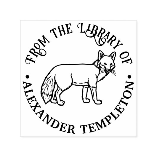 素朴な狐の輪郭 「～の書庫から」 本の名前 セルフインキングスタンプ (デザイン)