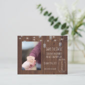 素朴な瓶のきらきらライト　結婚式の延期を知らせるカード セーブザデート (スタンド正面)