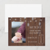 素朴な瓶のきらきらライト　結婚式の延期を知らせるカード セーブザデート (正面/裏面)