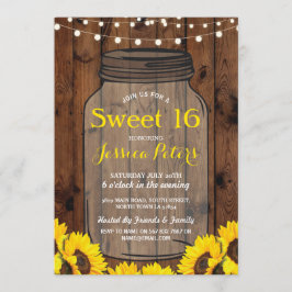素朴な瓶の菓子16のパーティーの木製のヒマワリの招待 招待状