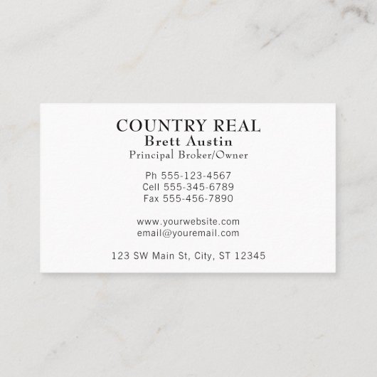 素朴な田園国の不動産ブローカーの代理店 名刺 (裏面)