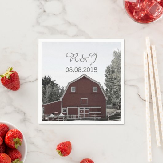 素朴な田舎のウェディングレッドバーン結婚式の引き出物 スタンダードカクテルナプキン (インサイチュ)