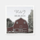 素朴な田舎のウェディングレッドバーン結婚式の引き出物 スタンダードカクテルナプキン (正面)