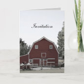 素朴な田舎のウェディングレッドバーン結婚式招待状 招待状 (正面)