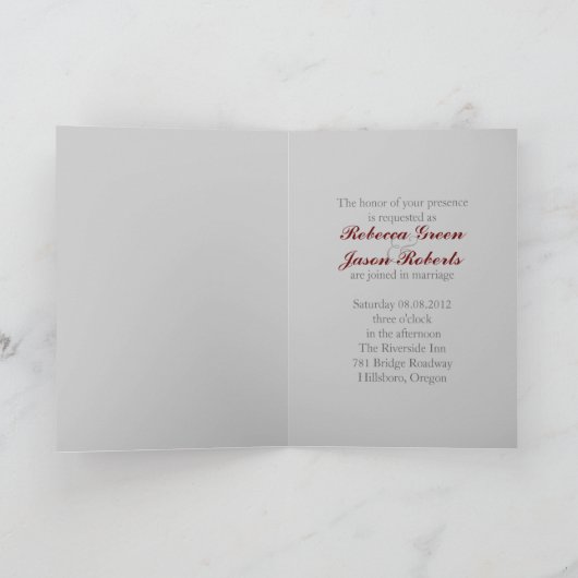 素朴な田舎のウェディングレッドバーン結婚式招待状 招待状 (内部)