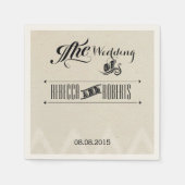 素朴な田舎のタイポグラフィヴィンテージ結婚式 スタンダードカクテルナプキン (正面)