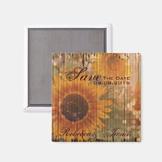 素朴な田舎のヒマワリの結婚式は日付を除く マグネット (正面/裏面)