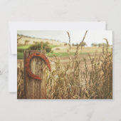 素朴な田舎のフェンスと馬蹄のSave the Date 招待状 (裏面)