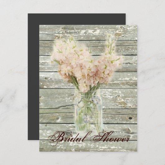 素朴な田舎のフローラメイスンジャーブライダルシャワー 招待状 (正面/裏面)