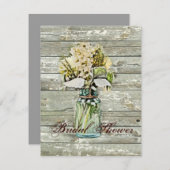 素朴な田舎のフローラメイスンジャーブライダルシャワー 招待状 (正面/裏面)