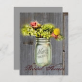 素朴な田舎のフローラメイスンジャーブライダルシャワー 招待状 (正面/裏面)