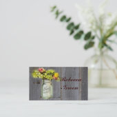 素朴な田舎のフローラメイスン結婚ジャー 名刺 (スタンド正面)