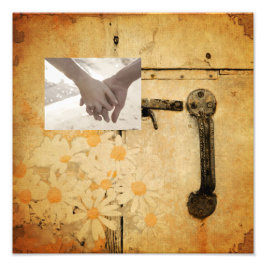 素朴な田舎の夏のデイジー結婚の フォトプリント           