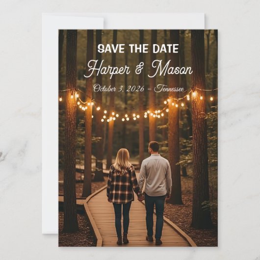 素朴な田舎の小道 Save the Date フォトカード セーブザデート (正面)