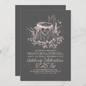 素朴な田舎の木のハートの結婚式招待状 招待状 (正面/裏面)