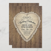 素朴な田舎の木のレースとバーラップの結婚式の招待 招待状 (正面/裏面)