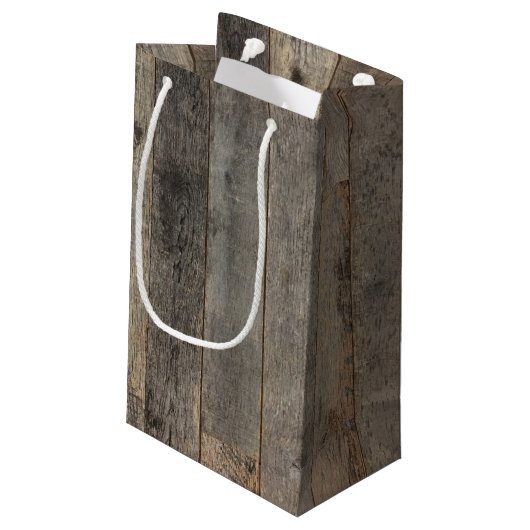 素朴な田舎の木目納屋結婚式の引き出物 スモールペーパーバッグ (裏面アングル)