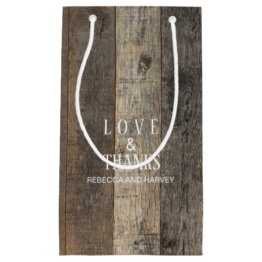 素朴な田舎の木目納屋結婚式の引き出物 スモールペーパーバッグ (正面)