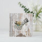 素朴な田舎の納屋の木のボヘミ結婚アン 招待状 (スタンド正面)