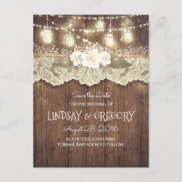 素朴な田舎の納屋の結婚式は日付を保存 案内ポストカード