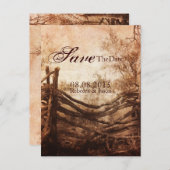 素朴な田舎の農場の結婚式は日付を保存 案内ポストカード (正面/裏面)