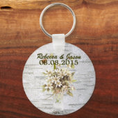 素朴な田舎の野草の白結婚樺の木 キーホルダー (正面)