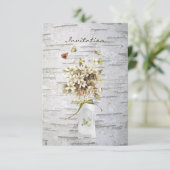 素朴な田舎の野草の白結婚樺の木 招待状 (スタンド正面)