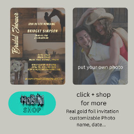 素朴な田舎の風景コラージュブライダルシャワー 箔招待状