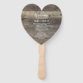 素朴な田舎木目納屋の結婚式プログラム ハンドファン (正面)