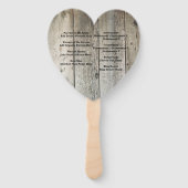 素朴な田舎木目納屋の結婚式プログラム ハンドファン (裏面)