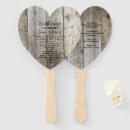 素朴な田舎木目納屋の結婚式プログラム ハンドファン