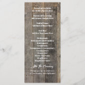 素朴な田舎木目納屋の結婚式プログラム プログラム (裏面)