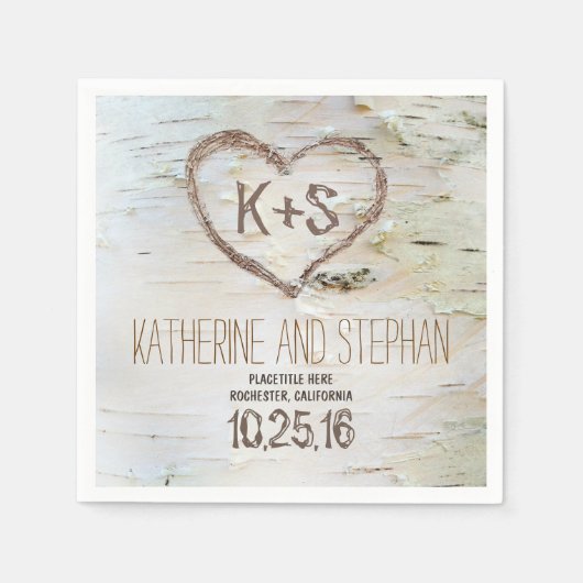 素朴な田舎樺の木樹皮紙ナプキン スタンダードカクテルナプキン (正面)