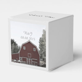 素朴な田舎結婚式の赤い結婚納屋 フェイバーボックス