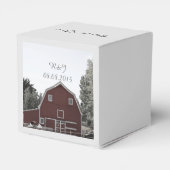 素朴な田舎結婚式の赤い結婚納屋 フェイバーボックス (裏面サイド)