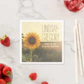 素朴な田舎結婚式紙ナプキン – SUNFLOWER スタンダードカクテルナプキン (インサイチュ)