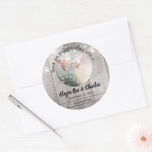 素朴な田舎風のあなたの写真 ありがとう ラウンドシール (封筒)