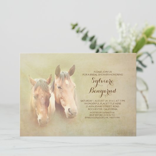 素朴な田舎馬カップルブライダルシャワー招待状 招待状 (スタンド正面)
