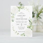 素朴な白いアジサイの結婚式招待状 サンキューカード (スタンド正面)