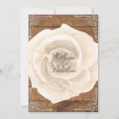 素朴な白いバラおよび線条細工の結婚式招待状 招待状 (裏面)