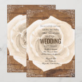 素朴な白いバラおよび線条細工の結婚式招待状 招待状 (正面/裏面)