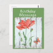 素朴な白いフェンスの花の誕生日おめでとう ポストカード (正面/裏面)