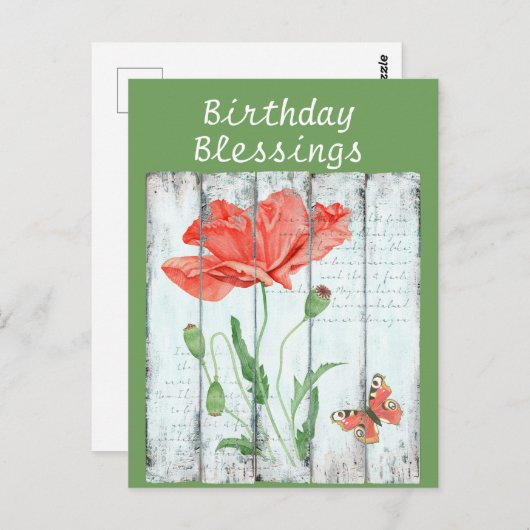 素朴な白いフェンスの花の誕生日おめでとう ポストカード (正面/裏面)