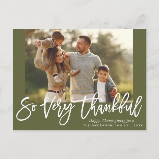 素朴な白いレタリングハッピーサンクスギビングのカード ポストカード (正面)