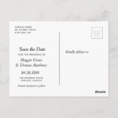 素朴な白いレタリング結婚式の日付を保存 ポストカード (裏面)