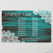 素朴な白いレース ターコイズブルーの納屋の木のフライヤー チラシ (裏面)