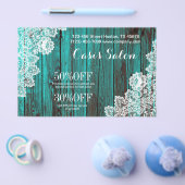 素朴な白いレース ターコイズブルーの納屋の木のフライヤー チラシ (シングル)